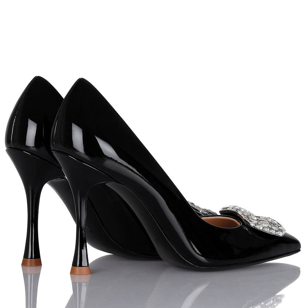 Stepin Si74 Patent Black Court Shoes
