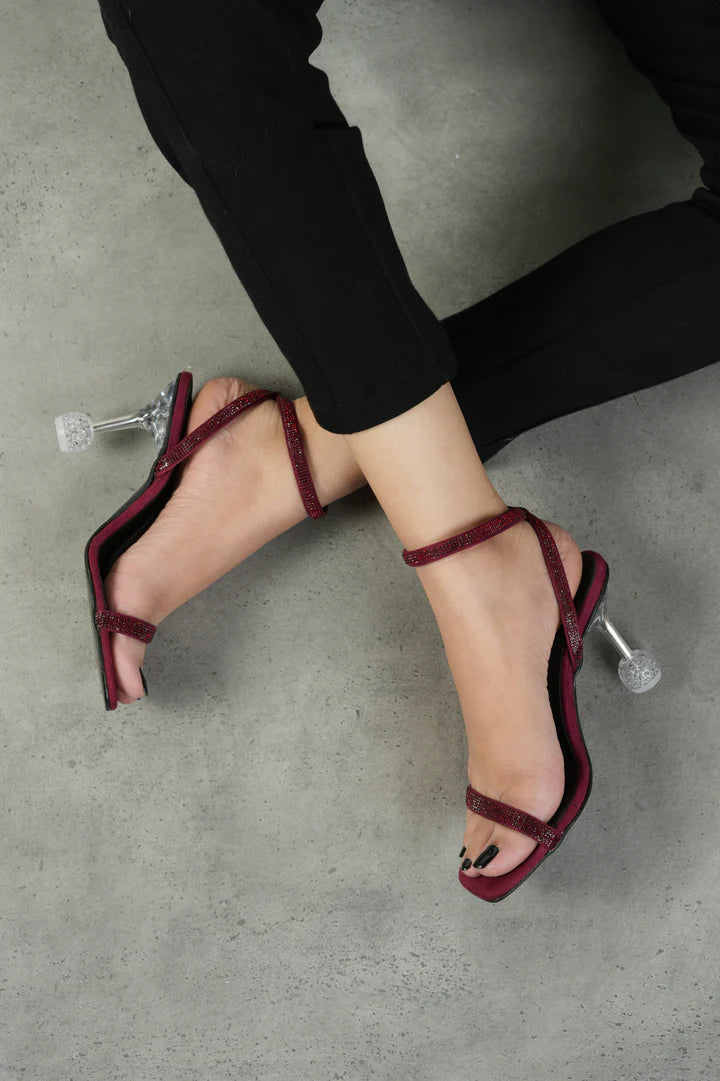 AURORA Si53 Maroon Transparent Styled Heels
