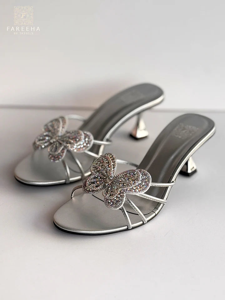 Stepin Si55 Silver Butterfly Heels